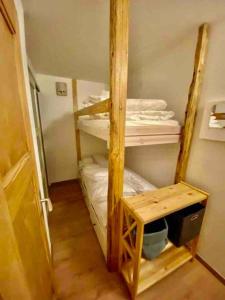 een kleine kamer met stapelbedden in een kamer bij Cute duplex in Chatel centre in Châtel