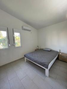 1 dormitorio con 1 cama y 2 ventanas en Adriatic Family House en Utjeha