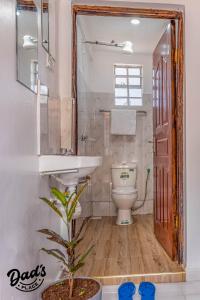 Dad's Place في Karatina: حمام مع حوض ومرحاض