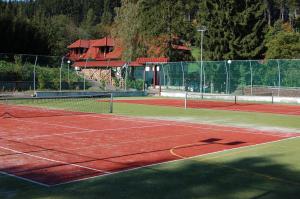 a tennis court with a net on top of it at Penzion U Ráztoky in Rusava