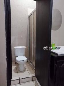 ein Bad mit einem WC und einem Waschbecken in der Unterkunft Estudio casa del minero in Parral