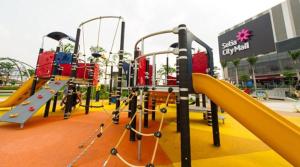 an empty playground with a slide and slides at NH Homestay Trefoil Setia Alam in Shah Alam