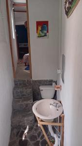 y baño con lavabo y aseo. en Hostel Paco House, en Monteverde
