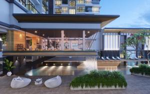 une décoration architecturale d'un bâtiment avec une piscine dans l'établissement NEW! 3R2B ~ 3Mins Walk to Sunway Velocity 中文房东, à Kuala Lumpur