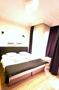 1 dormitorio con 1 cama grande frente a una ventana en Istanbul Altun Life Hotel, en Estambul