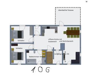Půdorys ubytování Ferienwohnung Romantica 1. und 2. OG