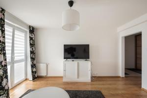 Televízia a/alebo spoločenská miestnosť v ubytovaní MarOks Żółwia Apartment