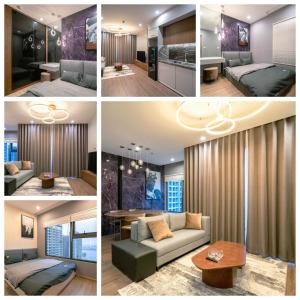 eine Collage mit vier Bildern eines Zimmers in der Unterkunft NK#Homestay#Vinhomes#Oceanpark#2PN#C29 in Gia Lâm Pho