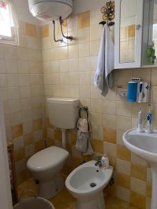 ein kleines Bad mit WC und Waschbecken in der Unterkunft Apulia Mola in Mola di Bari