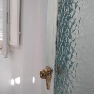 a door with a gold door knob with a fish pattern at pietrolafontaine19 in Viterbo +37 photos