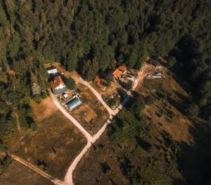 una vista aérea de una casa en el bosque en Taramazon, en Bajina Bašta