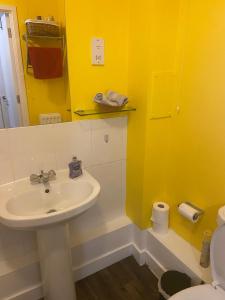bagno con lavandino e servizi igienici di Spacious 1-bed flat in North Kensington a Londra
