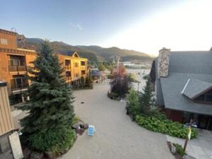 an aerial view of a town with trees and buildings at Morning Star Lodge - Hosted by Linda in Kellogg