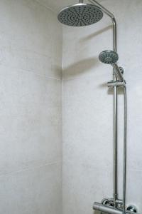 a shower with a shower head in a bathroom at Dill Apartments Ilsede in Ilsede