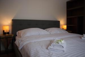Postel nebo postele na pokoji v ubytování Apartmán pod Plešivcem