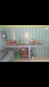 una mensola giocattolo con giocattoli in una stanza di Homestay avicenna 2 a Kebumen