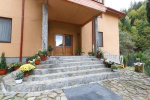 a set of stairs leading to a house at Pensiunea Cașoca-Cascadă in Siriu