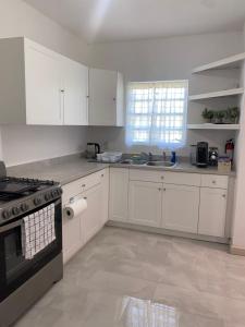 A kitchen or kitchenette at New! Bluestone Getaway in Christiansted USVI !