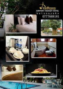 a collage of pictures of a resort with a pool at Aradhana Airport Transit hotel in Katunayaka