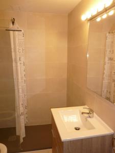 a bathroom with a sink and a mirror at PLAYAMAR ORANGECOSTA 1 dormitorio in Alcossebre