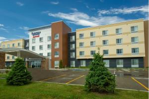 a hotel with two trees in a parking lot at Fairfield Inn & Suites by Marriott Jamestown in Jamestown