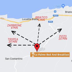 a map of zimbabwe with a red marker at Le Palme Bed And Breakfast in Briatico