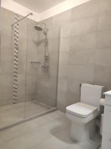 a bathroom with a shower and a toilet at grand hill panorama in Cluj-Napoca +5 photos