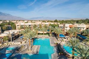 an aerial view of a resort with a pool and palm trees at Marriott's Shadow Ridge I - The Villages in Palm Desert