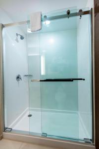 a shower with a glass door in a bathroom at Fairfield Inn & Suites by Marriott Atlanta Woodstock in Woodstock