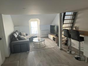 - un salon avec un canapé et une télévision dans l'établissement Home prestige 21, à Dijon