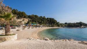 a beach with a palm tree and the water at "NM" Luxury apartments in Split