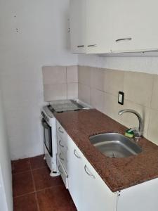 cocina con fregadero y encimera en Apartamento 2 ambientes + baño Las Toscas SUR, en Las Toscas