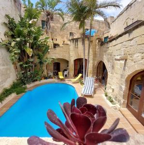 un complexe avec une piscine et une usine à proximité dans l'établissement Haven Farmhouse With Private Pool, à L-Għarb