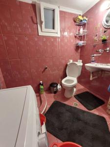 a bathroom with a toilet and a sink at Φιλοξενία1 in Drama