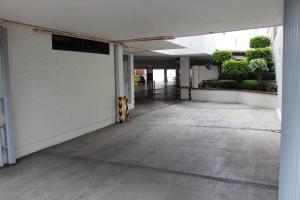 un couloir vide d'un immeuble de bureaux avec des plantes dans l'établissement Hotel del Sur, à Mexico