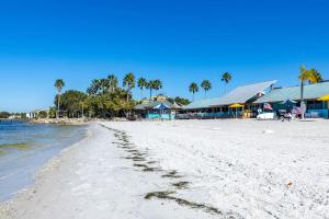 a sandy beach with buildings and palm trees and the ocean at Your stay on the Bay! in Ruskin