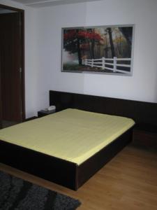 uma cama num quarto com uma fotografia na parede em Exclusive Furnished Apartment 6 em Manizales