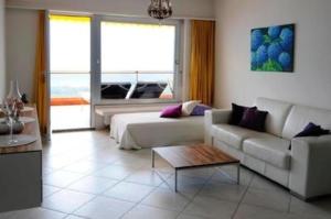 sala de estar con sofá y mesa en Casa Panoramica Apt 5 en Orselina