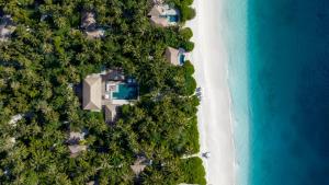 Elle offre une vue sur une plage arborée et l'océan. dans l'établissement Intercontinental Maldives Maamunagau Resort with Club benefits - IHG Hotel, à Raa Atoll