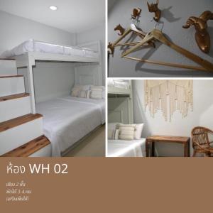 two pictures of a bedroom with a bunk bed at My home resort - ขนอม นครศรีธรรมราช in Khanom