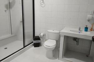 y baño con aseo, ducha y lavamanos. en Apartamento céntrico, cómodo y completamente privado en Cali, en Cali