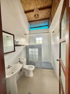 a bathroom with a toilet and a sink at Casa Osmena, Culion in Culion Reservation