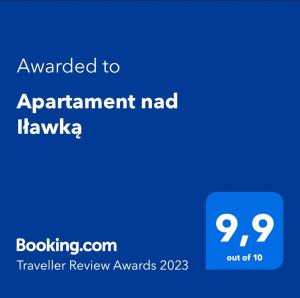Certifikát, ocenenie alebo iný dokument vystavený v ubytovaní Apartament nad Iławką