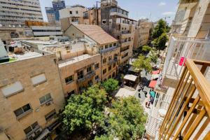 an overhead view of a city street with buildings at LikeHome Jerusalem in Jerusalem