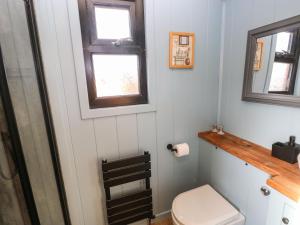 a small bathroom with a toilet and a window at The Bumblebee in Pembroke
