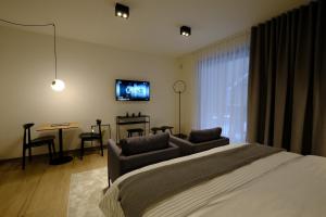 Televiisor ja/või meelelahutuskeskus majutusasutuses Qstay Good Living Apartments