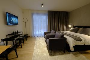 Televiisor ja/või meelelahutuskeskus majutusasutuses Qstay Good Living Apartments