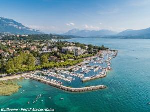 an aerial view of a harbor with boats in the water at Grande villa calme avec jardin à Aix-les-Bains - FR-1-555-71 in Aix-les-Bains