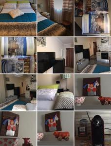 a collage of photos of a room with a bed and a television at Fiordaliso in Aosta