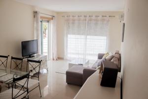 uma sala de estar com um sofá e uma televisão em Eucalyptus - The Apartment em Olhos de Água